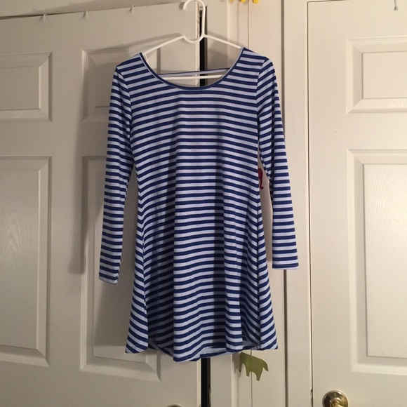 Blue and white stripped dress