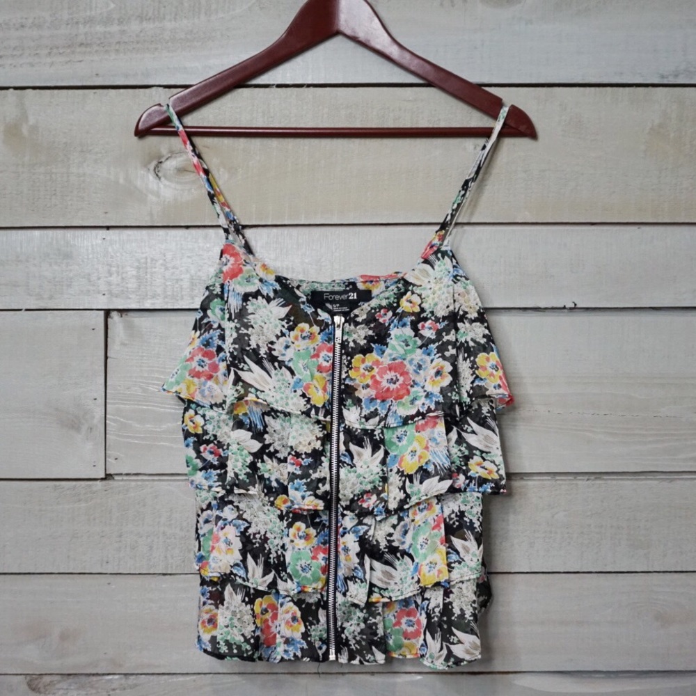 Forever 21 Floral Blouse Front zipper
