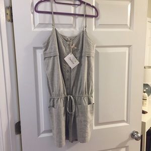 Gray linen draw-string romper! never worn