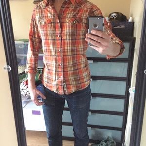 JACHS Pearl Snap western plaid shirt