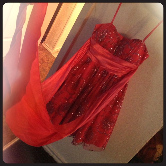 Salmon pink glitter mini fluff bottom dress