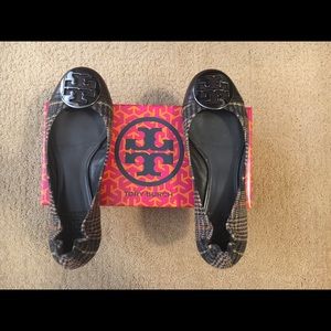 Tory Burch Flats Serena 2-Plaid Coating Size 8.5