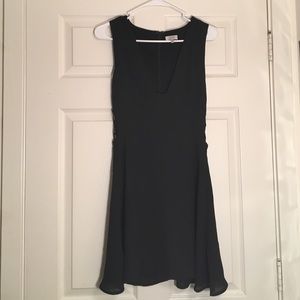 Black Plunge Neck Dress