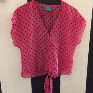 Polka Dot Chiffon Blouse