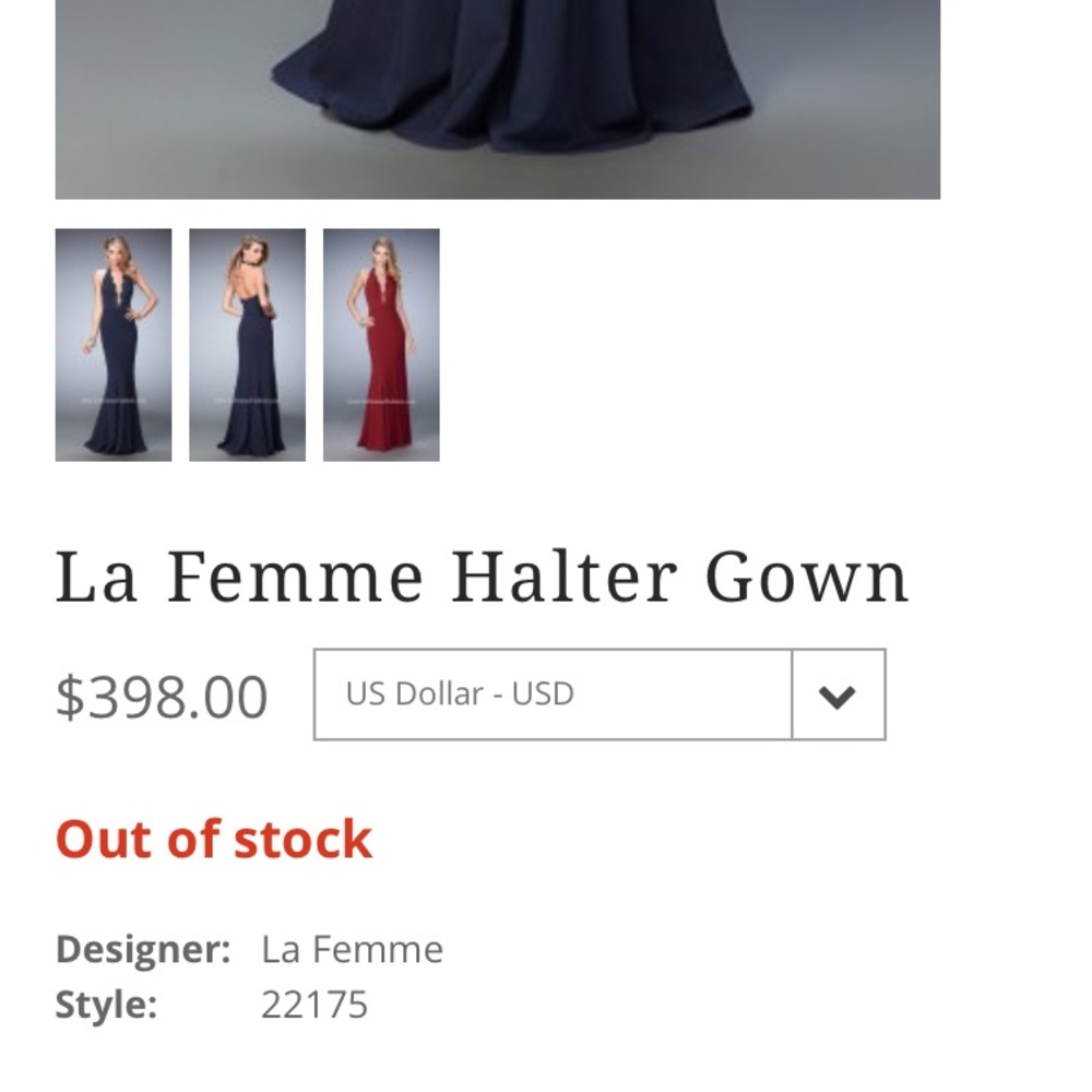 Deep V Navy Blue Prom Dress - Picture 7 of 7