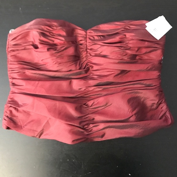 David's Bridal Crimson Ruched Taffeta Dress - Picture 1 of 4