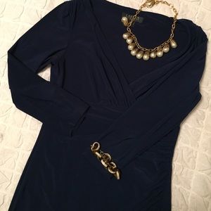 Navy blue cocktail wrap dress