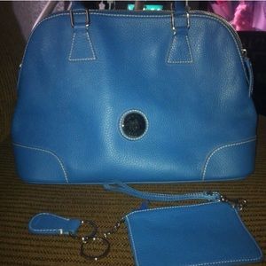blue leather purse set