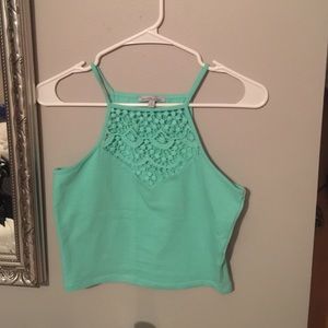 Lace halter crop top