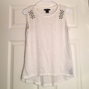 White Tank Top with Shoulder Embellishments