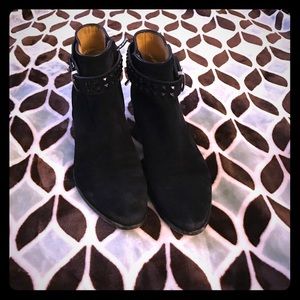 Black Nappa leather studded ankle boots