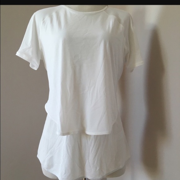 Used white Lululemon short sleeve shirt