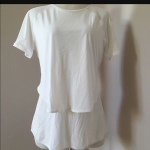 Used white Lululemon short sleeve shirt