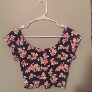 Floral crop top with crisscross back