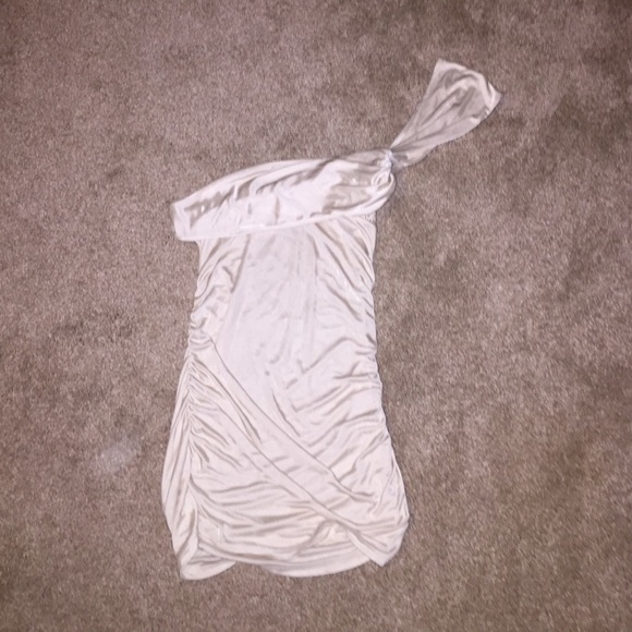 Cream polyester one shoulder tank top - Picture 1 of 3