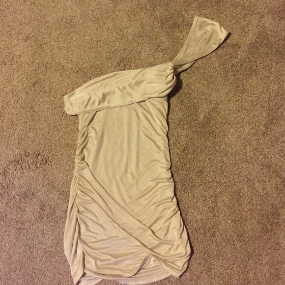 Cream polyester one shoulder tank top - Picture 2 of 3