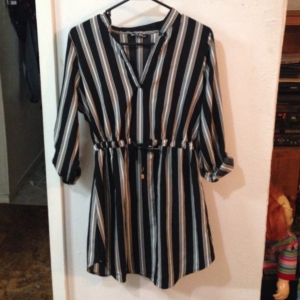 Black and white striped dress shirt