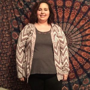 Chevron hooded cardigan