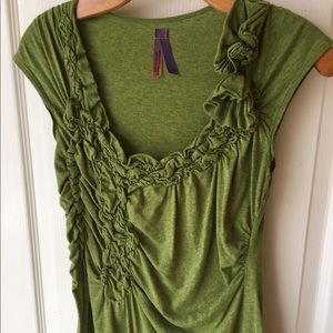 Anthropologie Green Puckered Blouse