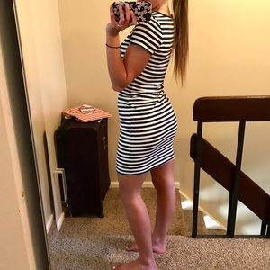 Navy striped tight dress