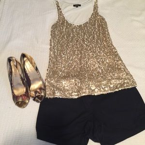 Express Gold Sequin Tank Top
