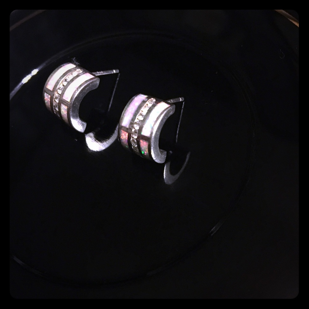 White fire opal earrings