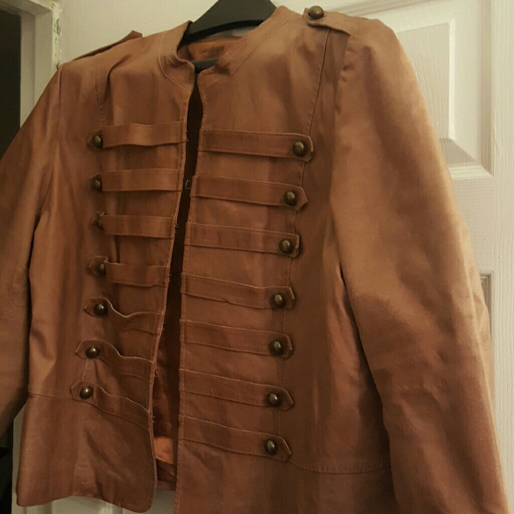 Leather military style jacket Jessica London