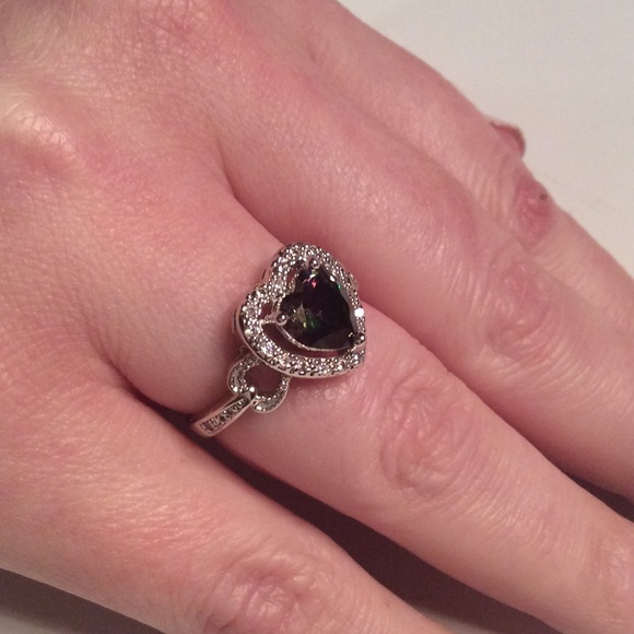 925 SILVER MYSTIC TOPAZ HEART RING - Picture 3 of 4