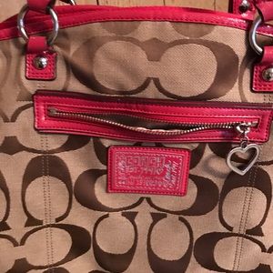 Coach tan and hot pink satchel