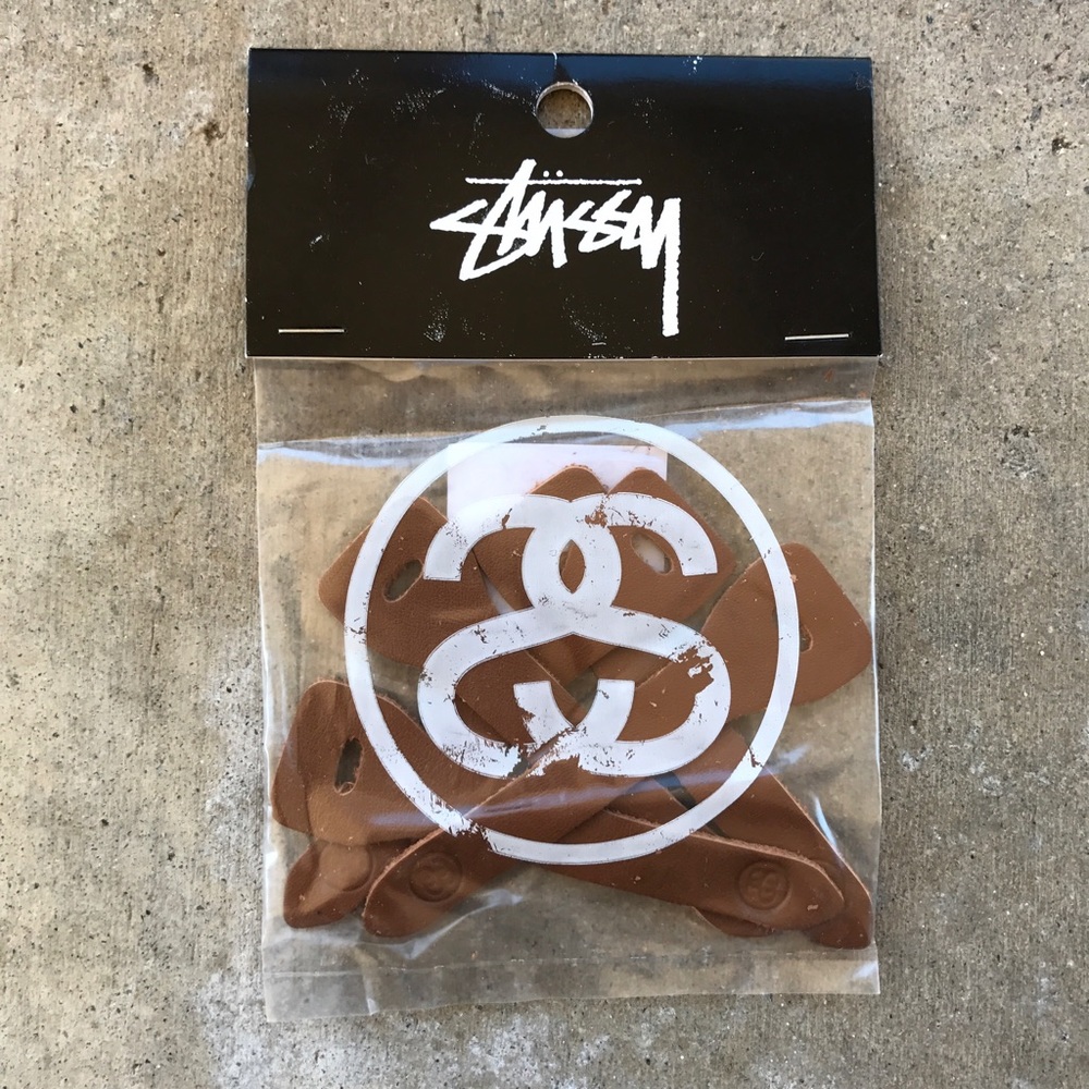 Stussy Brown Leather Tabs Set of 5