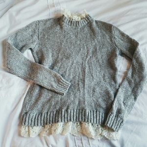 Lace trimmed sweater