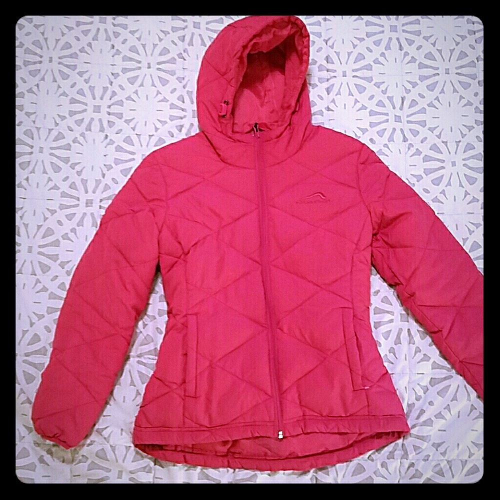 Hot pink down feather jacket