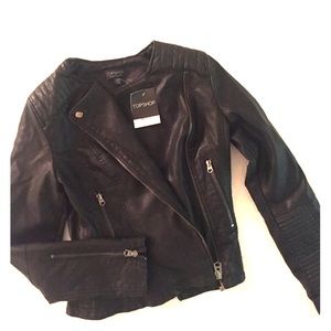 Topshop black vegan leather jacket