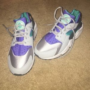 Women's Nike Huaraches-Blue, Turquoise and Silver
