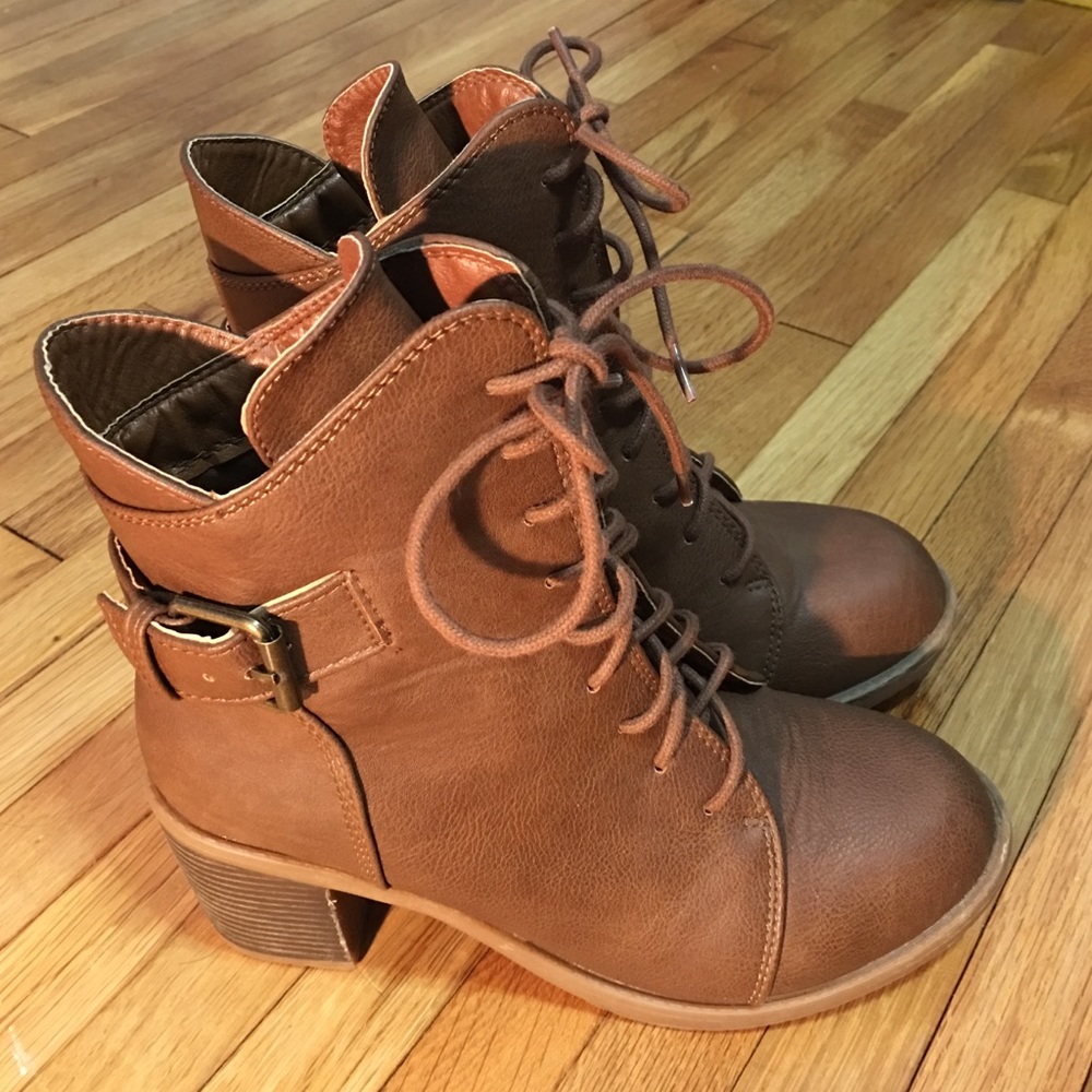 Brown Combat Boots with a Heel