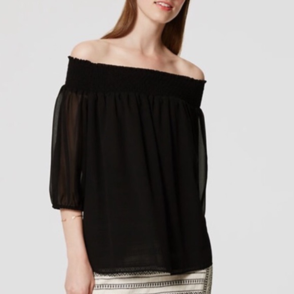 NWT loft off the shoulder top with sheer sleeves