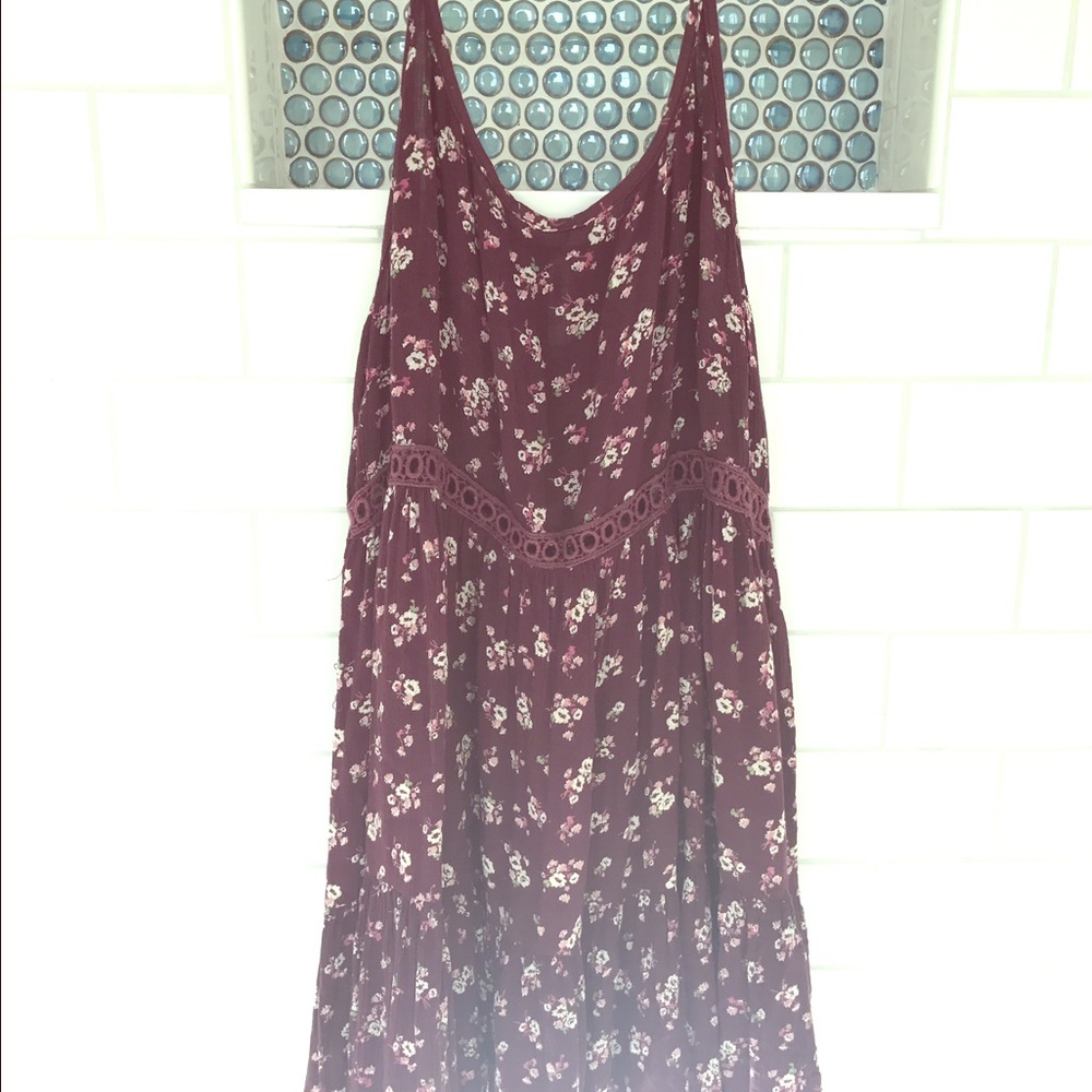 Sun Dress - Purple-Maroon & White Floral