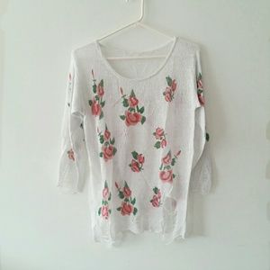 Distressed Rose White Top