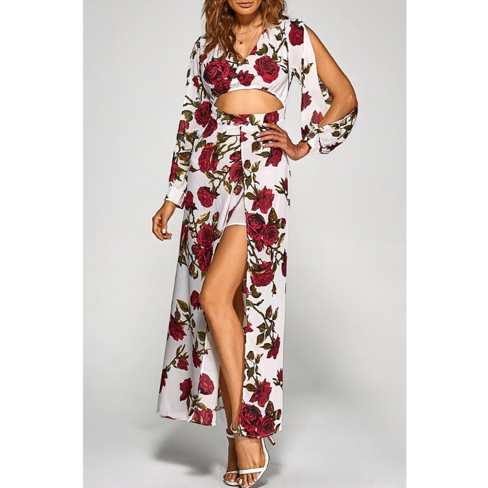 NOW IN STOCK  Rose Slit Cut Out Long Dress