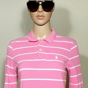 Ralph Lauren Pink Striped Long Sleeve Polo Shirt