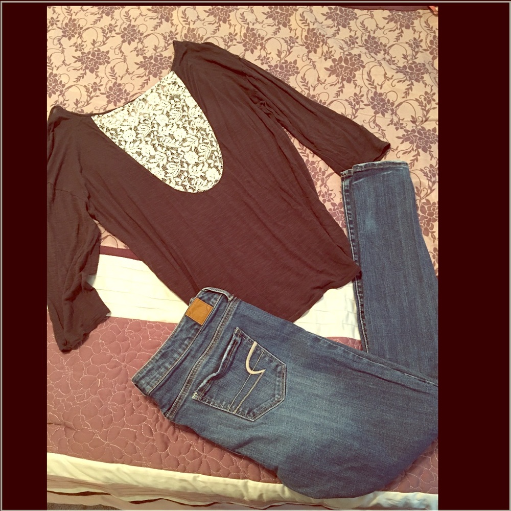 AE lace back top