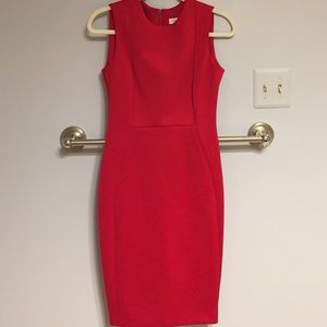 Calvin Klein scuba material red sheath dress 4