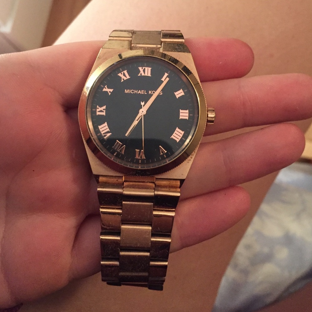 REAL michael kors watch. rose gold with black face