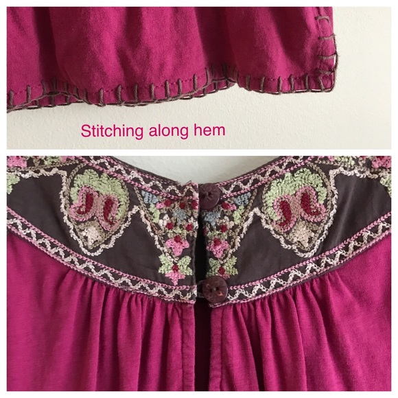 Anthropologie Tops - Anthro Magenta Embroidered Top Anthropologie Tops - Anthro Magenta Embroidered Top
