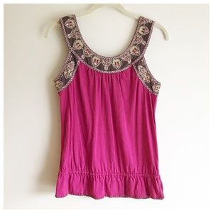Final price- Anthro Magenta Embroidered Top Final price- Anthro Magenta Embroidered Top