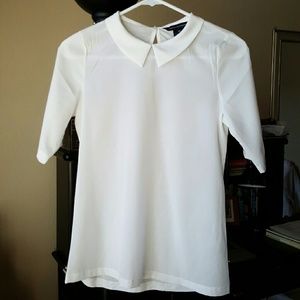FCUK women's white 3/4 sleeve collared shirt