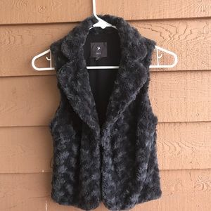 Blue/gray faux fur vest