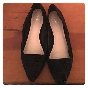 Black Pointy Sparkly Toe Flats