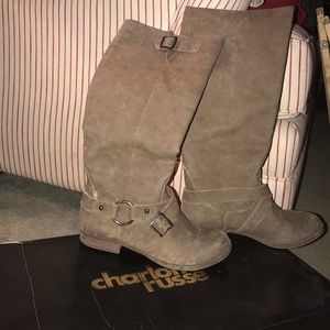 Charlotte Russe taupe brushed leather boots size7