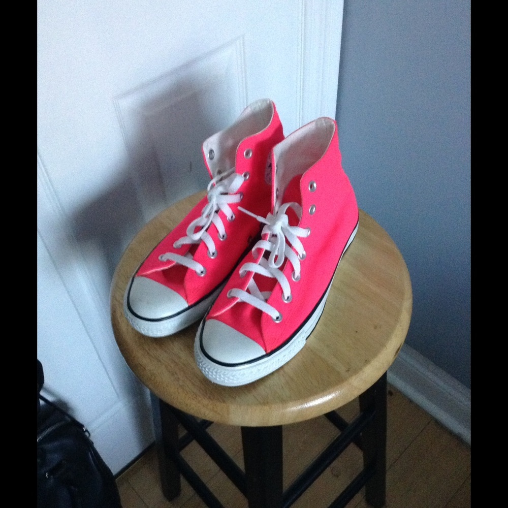 Neon Pink High top Converse